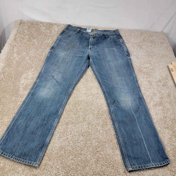 Carhartt Relaxed Fit Carpenter Jeans Work Utility‎ Pants Denim Blue 36x30 - Picture 1 of 5